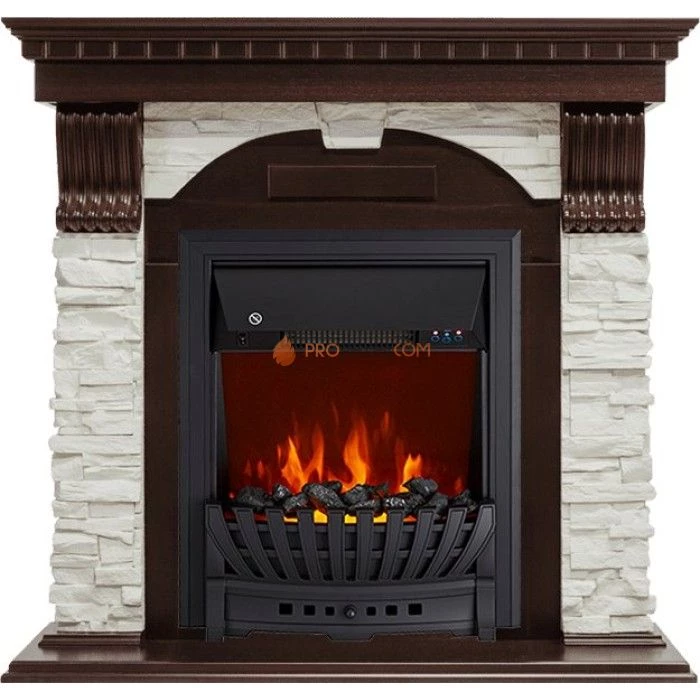 Каминокомплект Royal Flame Dublin - Темный дуб / Сланец белый с очагом Aspen Black