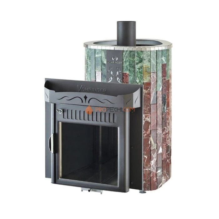 Дровяная печь для сауны Ферингер Макси До 30 м³ - Змеевик + Россо Леванте - обрамление Металл