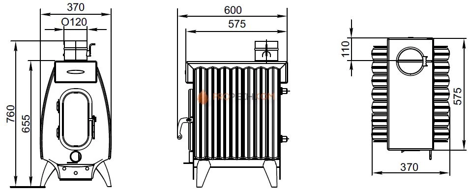 Печь отопительная TMF Огонь-Батарея 7 ЛАЙТ антрацит