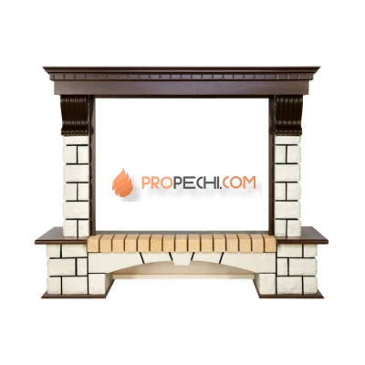 Портал Royal Flame Pierre Luxe - Темный дуб / Белый (Высота 1095мм)