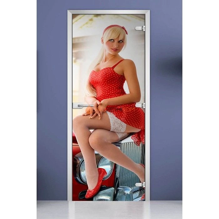 Стеклянная межкомнатная дверь DoorWood с фотопечатью Woman-02, 2000х800 мм