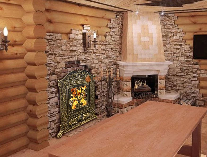 Банная чугунная печь Березка "Verona" 50 ЗК Сетка