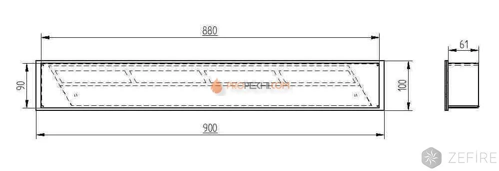 Прямоугольный контейнер Zefire 900