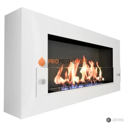 Биокамин Zefire Orion 900 с белой рамкой и стеклом