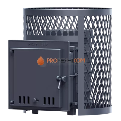 Чугунная печь для бани Гефест Искандер 18 в сетке