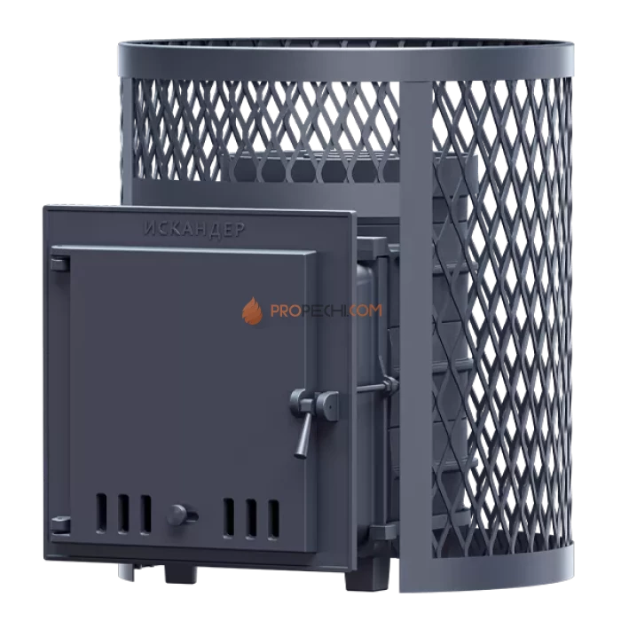 Чугунная печь для бани Гефест Искандер 18 в сетке