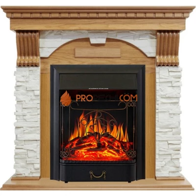 Каминокомплект Royal Flame Dublin - Дуб / Сланец белый с очагом Majestic FX Black