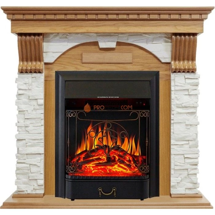 Каминокомплект Royal Flame Dublin - Дуб / Сланец белый с очагом Majestic FX Black