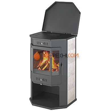 Печь-камин ASTON Призматик с плитой (бежевый)