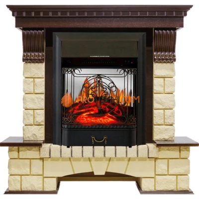 Каминокомплект Royal Flame Pierre Luxe - Темный дуб / Шампань с очагом Majestic FX M Black