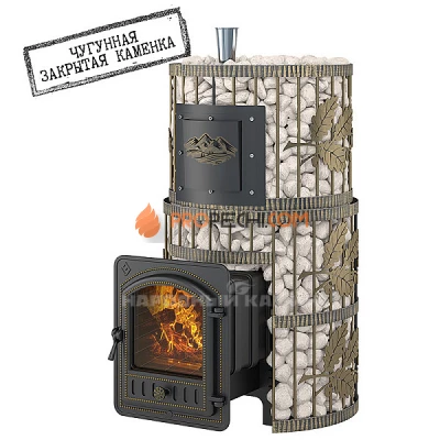 Печь для бани Эверест Легкий пар Профи Ковка чугунная ЗК