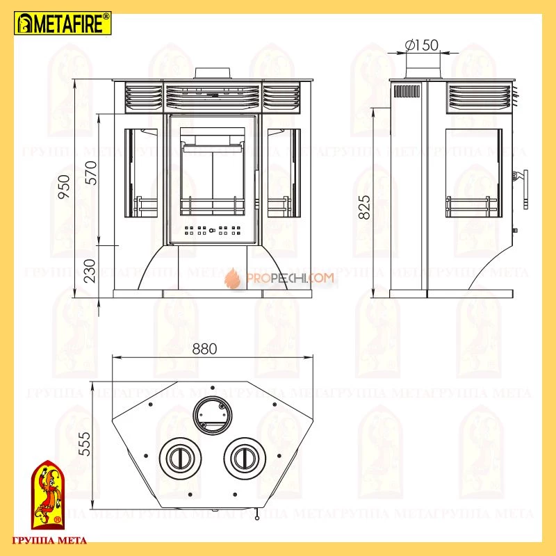 Печь-камин Мета Москва 12 с плитой