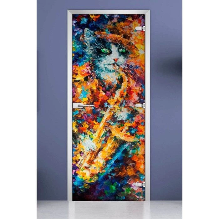 Стеклянная межкомнатная дверь DoorWood с фотопечатью Painting-20, 2000х600 мм