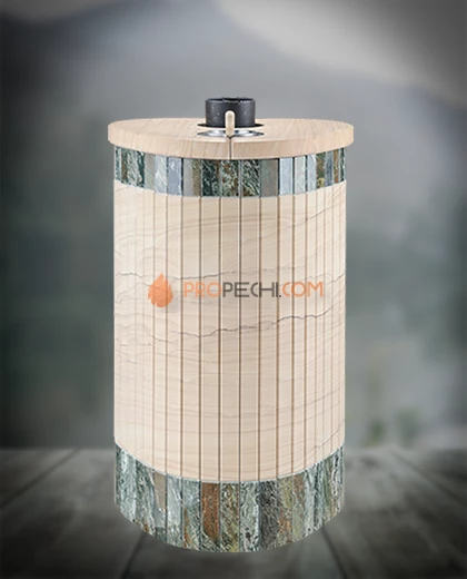 Банная печь Ферингер ПФ Оптима Окаменевшее дерево перенесенный рисунок + Жадеит