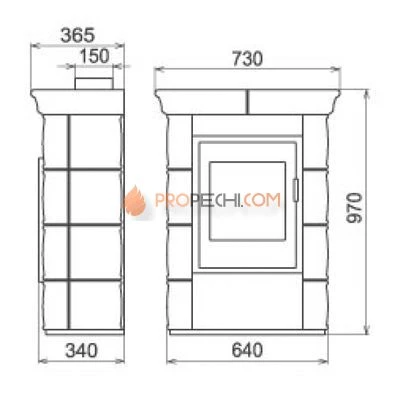 Печь-камин Thorma Borgholm Keramik Top, бежевая