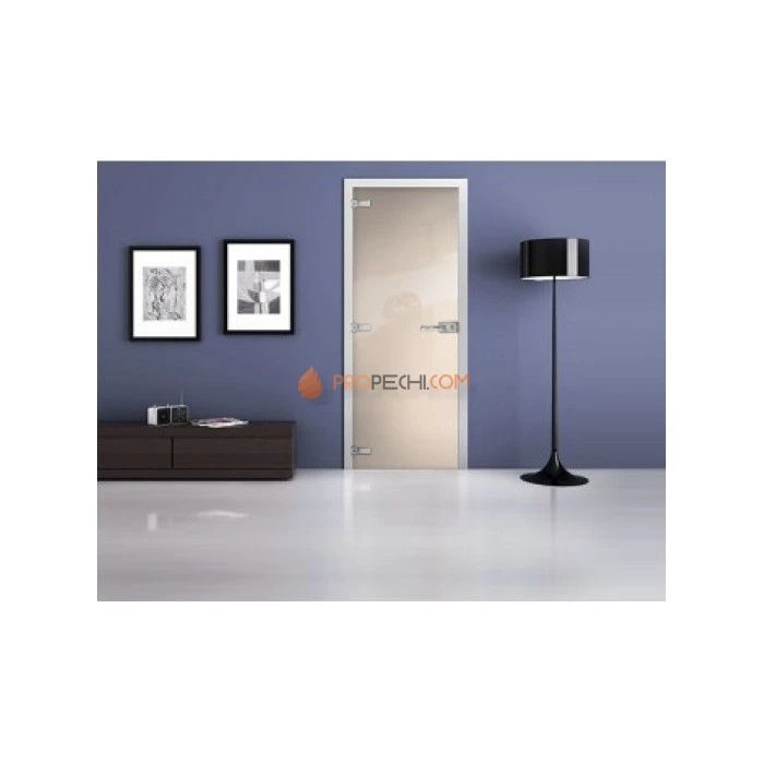 Стеклянная межкомнатная дверь DoorWood с фотопечатью Ral 9001, 2000х600 мм