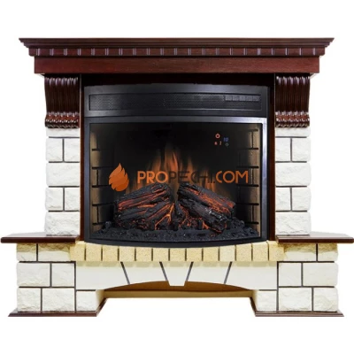 Каминокомплект Royal Flame Pierre Luxe угловой - Темный дуб / Белый (Ширина 1280мм) с очагом Dioramic 28 LED FX