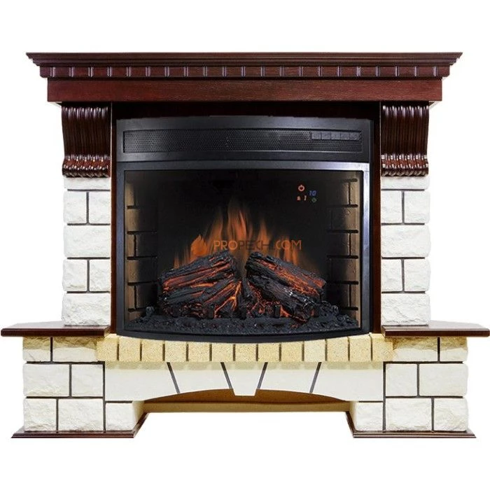 Каминокомплект Royal Flame Pierre Luxe угловой - Темный дуб / Белый (Ширина 1280мм) с очагом Dioramic 28 LED FX