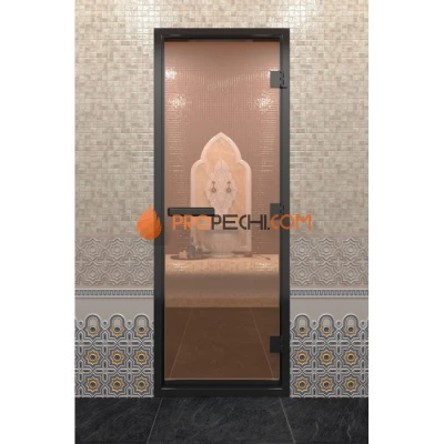 Дверь для хамама DoorWood Черный профиль Бронза, 1900х800 мм