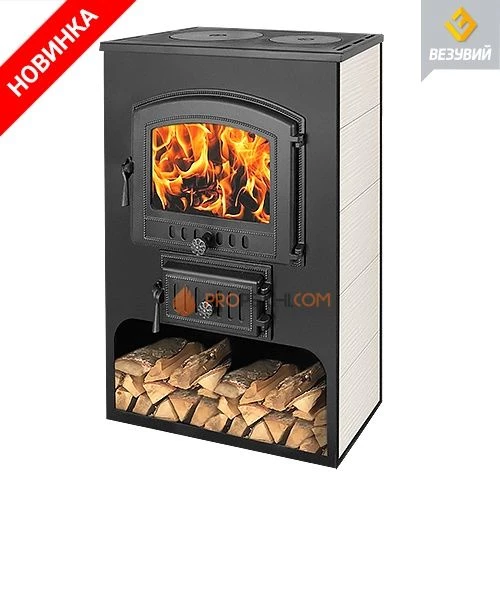 Печь-камин Везувий ПК03 с плитой беж. 12 кВт