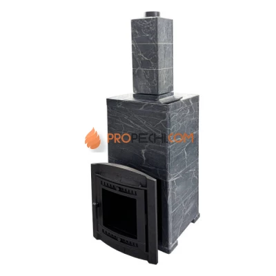 Чугунная печь для бани Атмосфера XL в облицовке Империя Талькохлорит