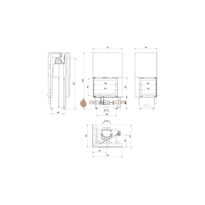 Каминная топка Kratki VNL/610/430