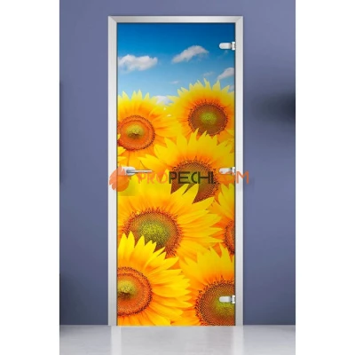 Стеклянная межкомнатная дверь DoorWood с фотопечатью Flowers-07, 2000х800 мм