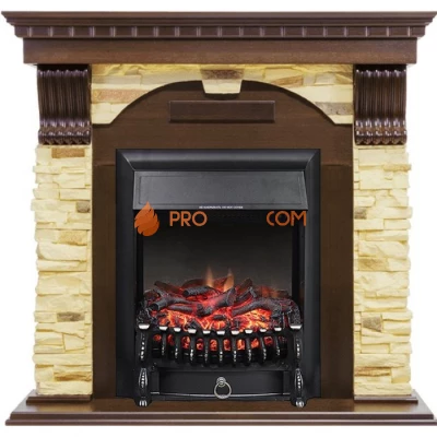 Каминокомплект Royal Flame Dublin угловой - Темный дуб / Сланец с очагом Fobos FX Black