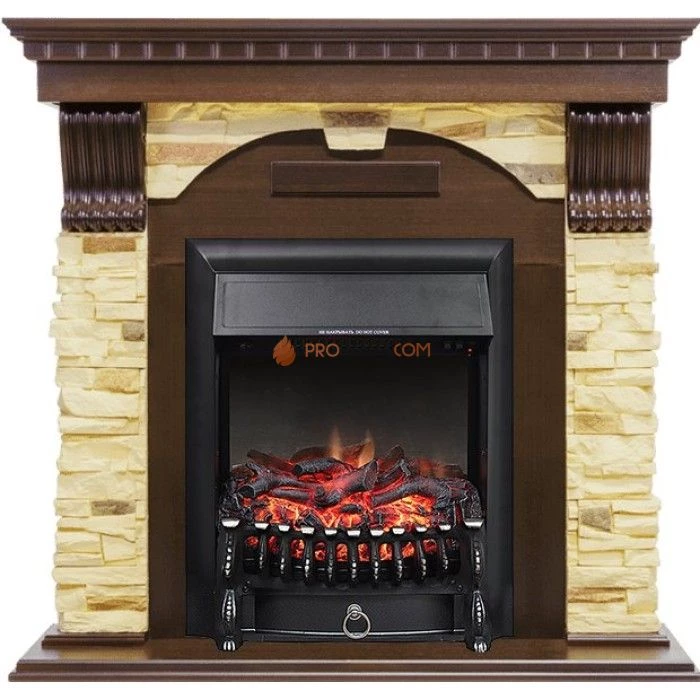 Каминокомплект Royal Flame Dublin - Темный дуб / Сланец с очагом Fobos FX Black