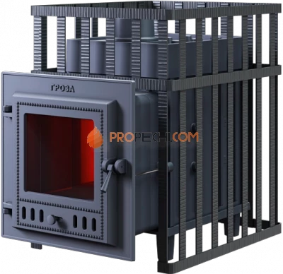 Чугунная банная печь Гроза 24М в сетке