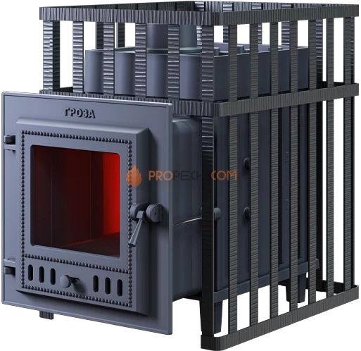 Чугунная банная печь Гроза 24М в сетке