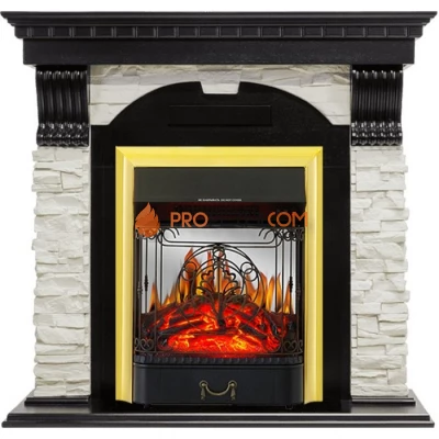 Каминокомплект Royal Flame Dublin - Венге / Сланец белый с очагом Majestic FX M Brass