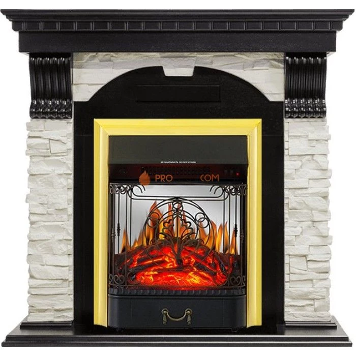 Каминокомплект Royal Flame Dublin - Венге / Сланец белый с очагом Majestic FX M Brass