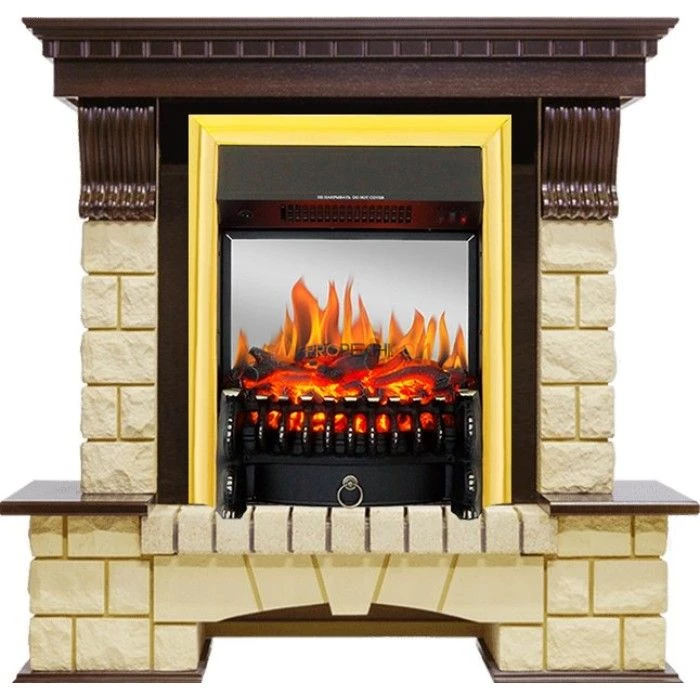 Каминокомплект Royal Flame Pierre Luxe - Темный дуб / Шампань с очагом Fobos FX M Brass