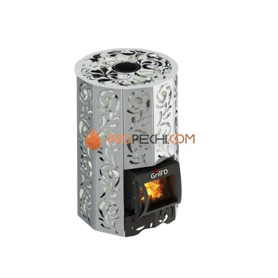 Дровяная банная печь Grill’D Violet Steel Short Pro (Камень колотый, 100 кг)