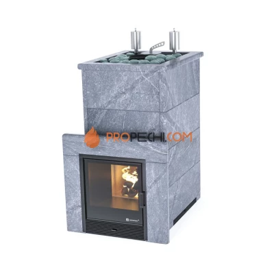 Дровяная печь для бани ИзиСтим Геленджик К в камне Талькохлорит