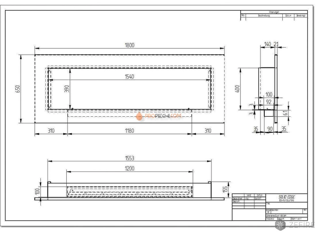 Биокамин Zefire Elliot 1800 с белой рамкой