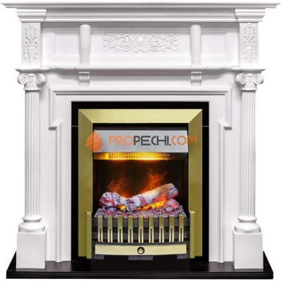 Каминокомплект Dimplex Oxford - Белый с очагом Danville Antique Brass FB2