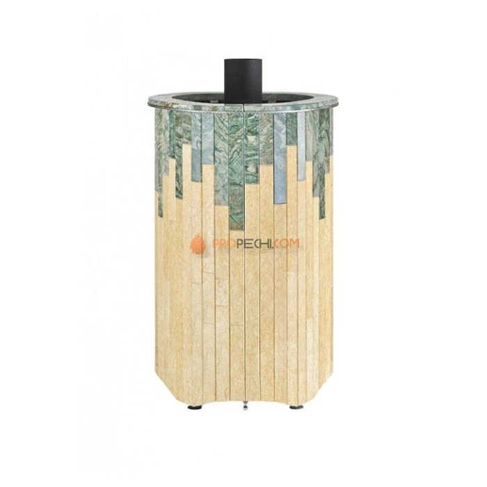 Дровяная печь для сауны Ферингер Мини До 16 м³ - Жадеит + Сильвия Оро - обрамление Камень