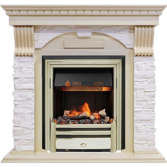 Каминокомплект Dimplex Dublin - Слоновая кость с патиной / Сланец крем с очагом Cavendish