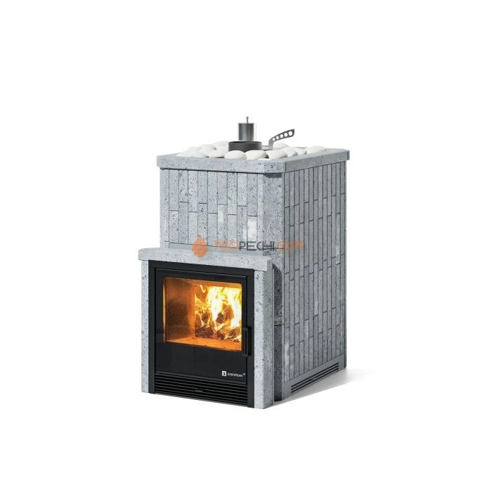 Дровяная печь для бани ИзиСтим Южная 9 с топкой из парной в камне из талькохлорита