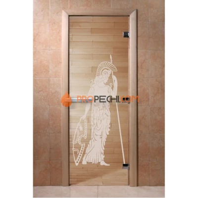 Дверь для бани DoorWood с рисунком Рим Прозрачная, 2000x800 мм