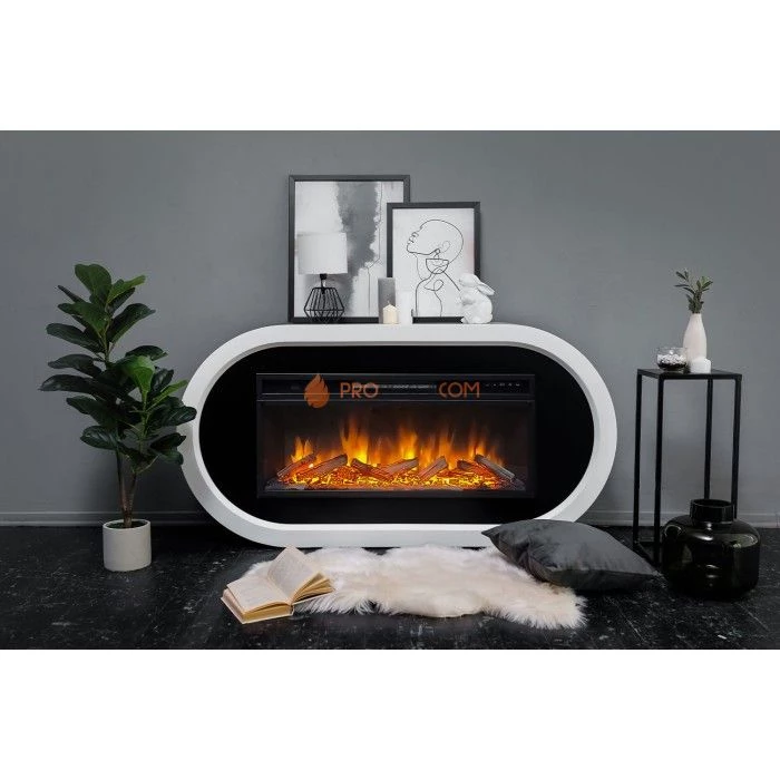 Каминокомплект Royal Flame Ellips - Белый с черным (ширина 1450 мм) с очагом Vision 42 LOG LED