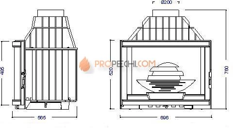 Каминная топка Laudel Panoramic 700 контр-груз