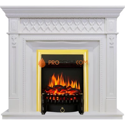 Каминокомплект Royal Flame Alexandria - Белый дуб с очагом Fobos FX Brass