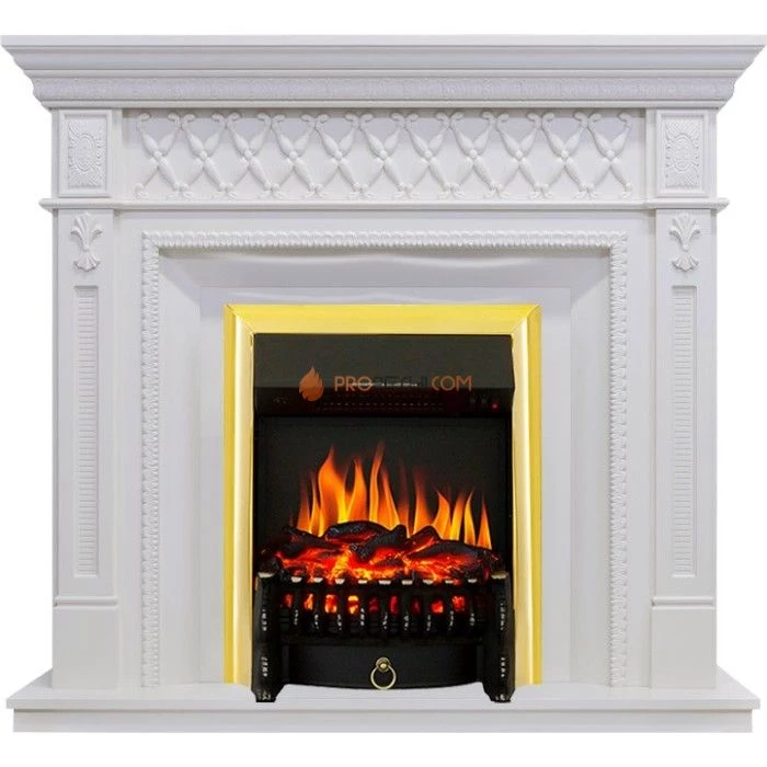 Каминокомплект Royal Flame Alexandria - Белый дуб с очагом Fobos FX Brass