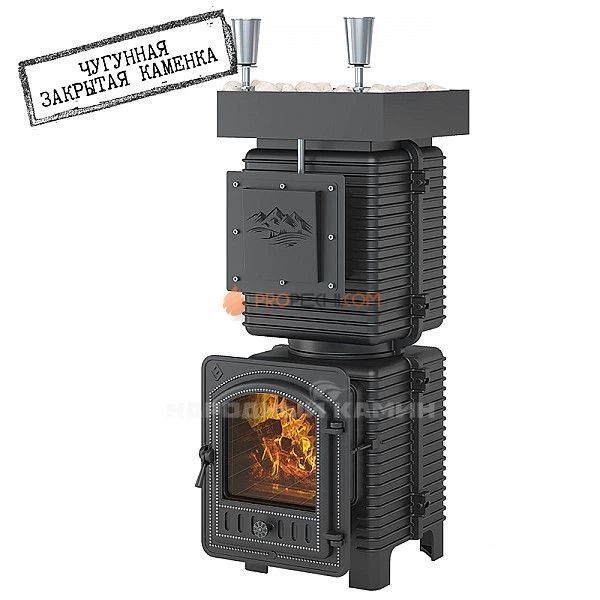 Печь для бани Эверест Легкий пар Профи чугунная ЗК, б/в (под обкладку)