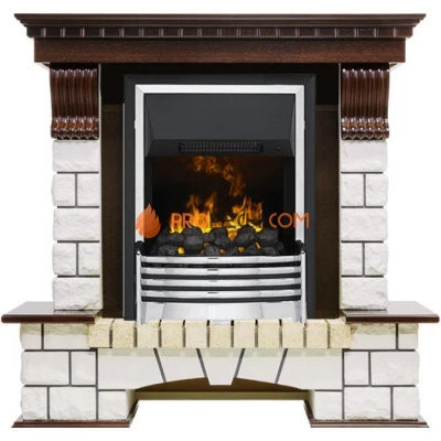 Каминокомплект Dimplex Pierre Luxe угловой - Темный дуб / Белый (Высота 1020мм) с очагом Flagstaff