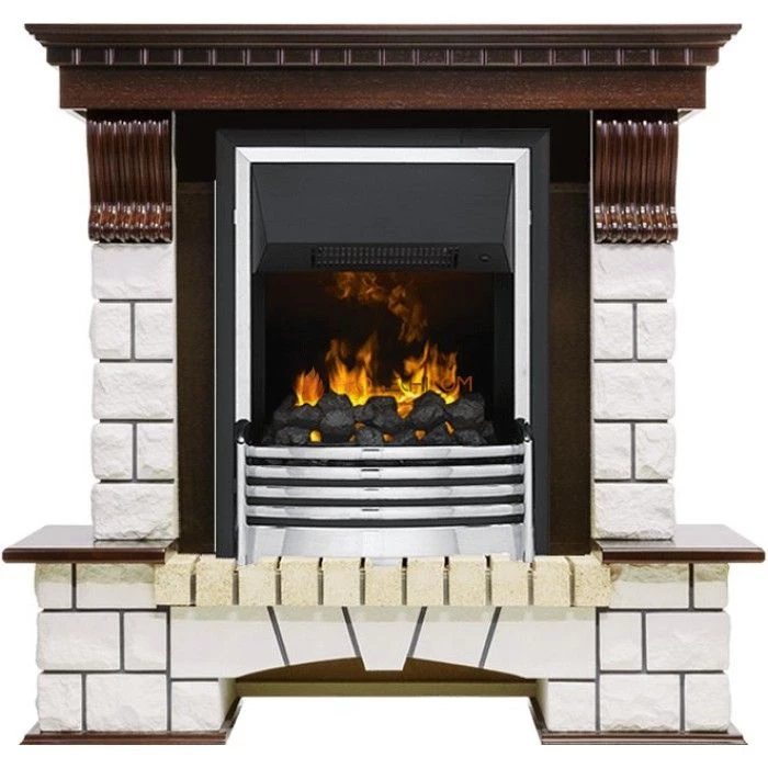 Каминокомплект Dimplex Pierre Luxe угловой - Темный дуб / Белый (Высота 1020мм) с очагом Flagstaff