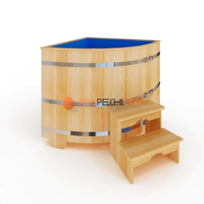 Купель угловая НКЗ из кедра, с пластиковой вставкой, 120x130x130 см